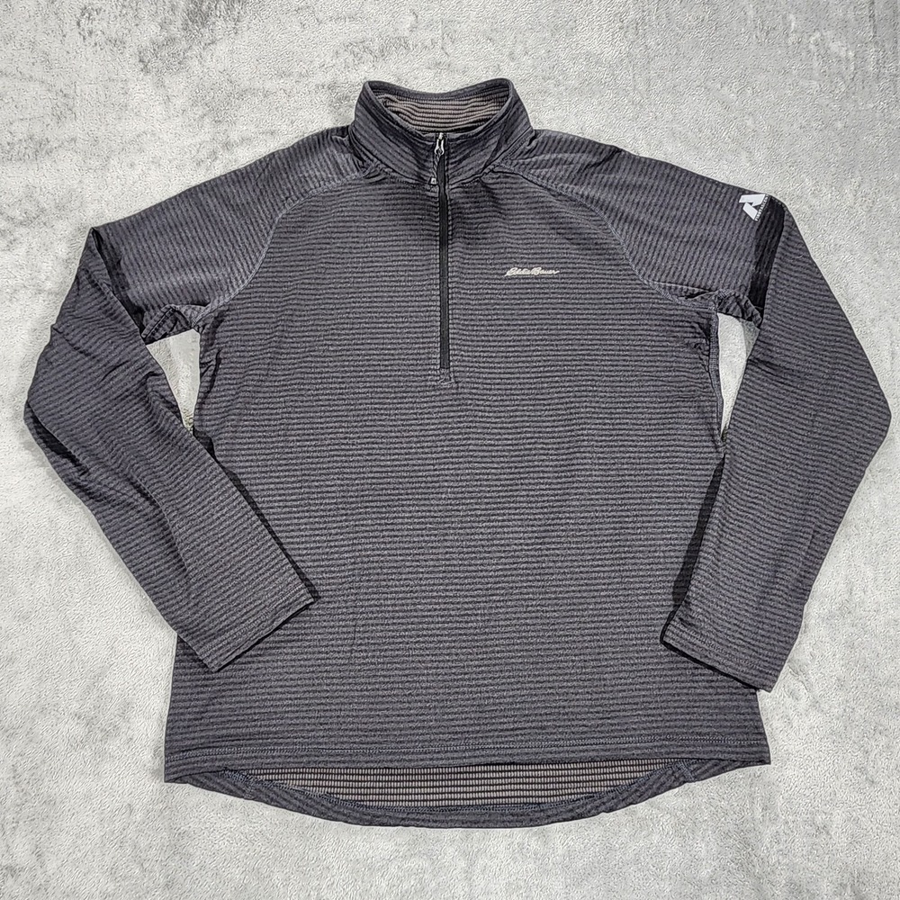 Eddie Bauer Pullover Mens Large Gray 1/4 Zip First Ascent Grid Fleece Base Layer